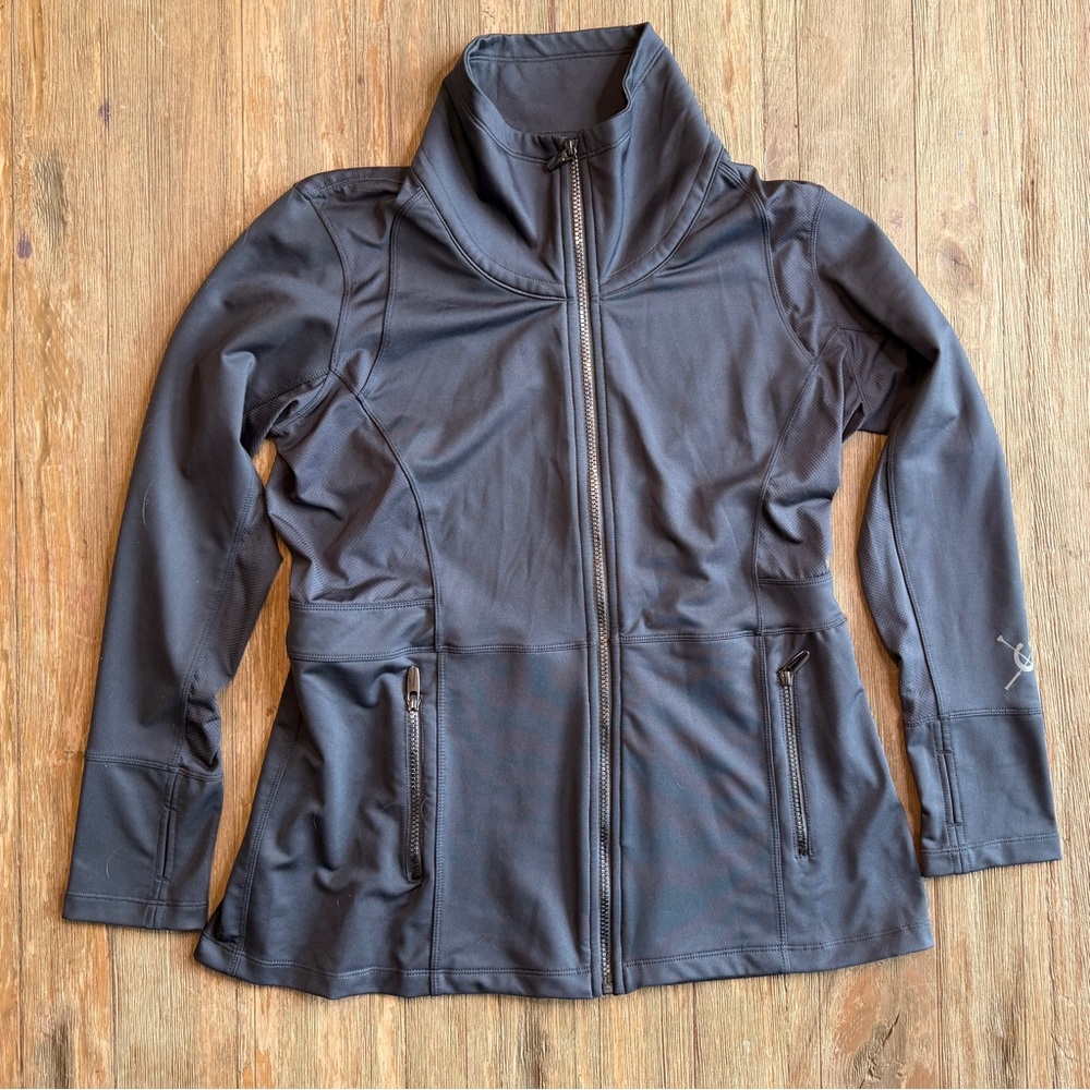 Chestnut Bay Gray Athletic Equestrian Jacket Thumbholes size Large